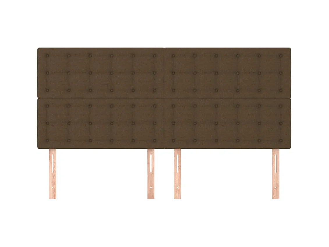 Cabeceros | Cabezal de cama | Mueble de cabecero 4 unidades de tela marrón oscuro 100x5x78/88 cm