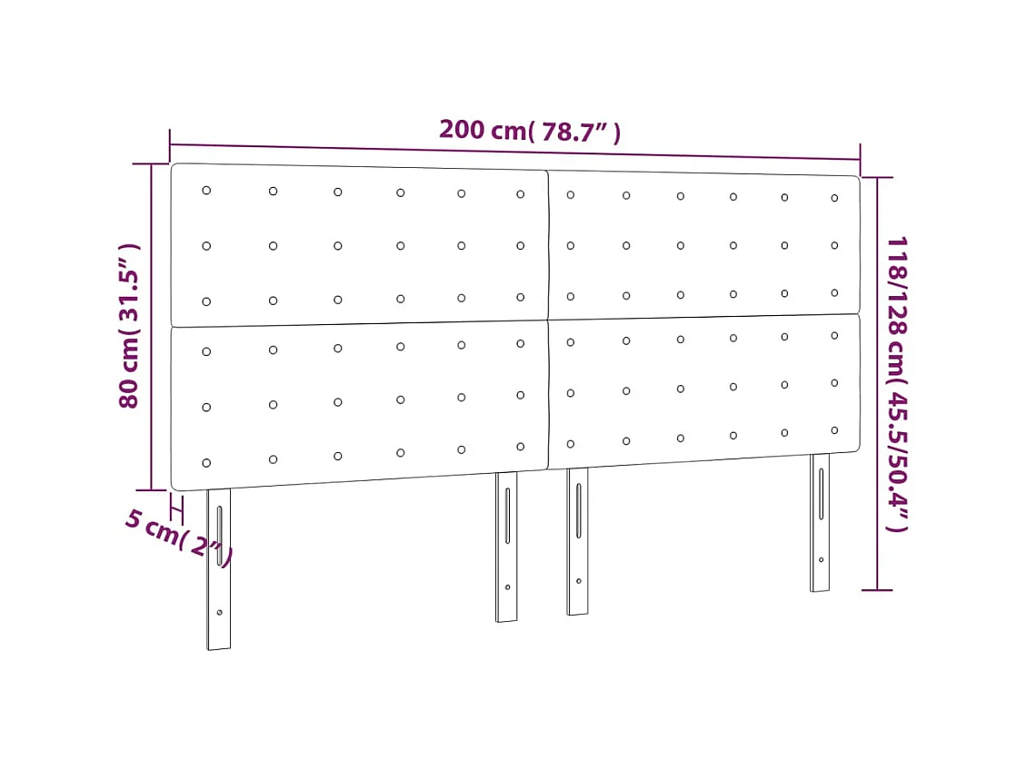 Cabeceros | Cabezal de cama | Mueble de cabecero 4 unidades de tela marrón oscuro 100x5x78/88 cm