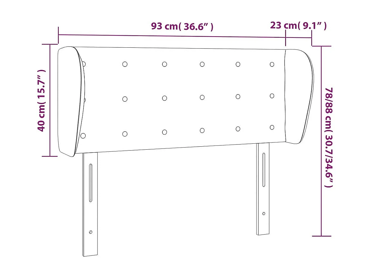 Mueble cabecero | Cabezal de cama | Cabecero de terciopelo gris oscuro 93x23x78/88 cm