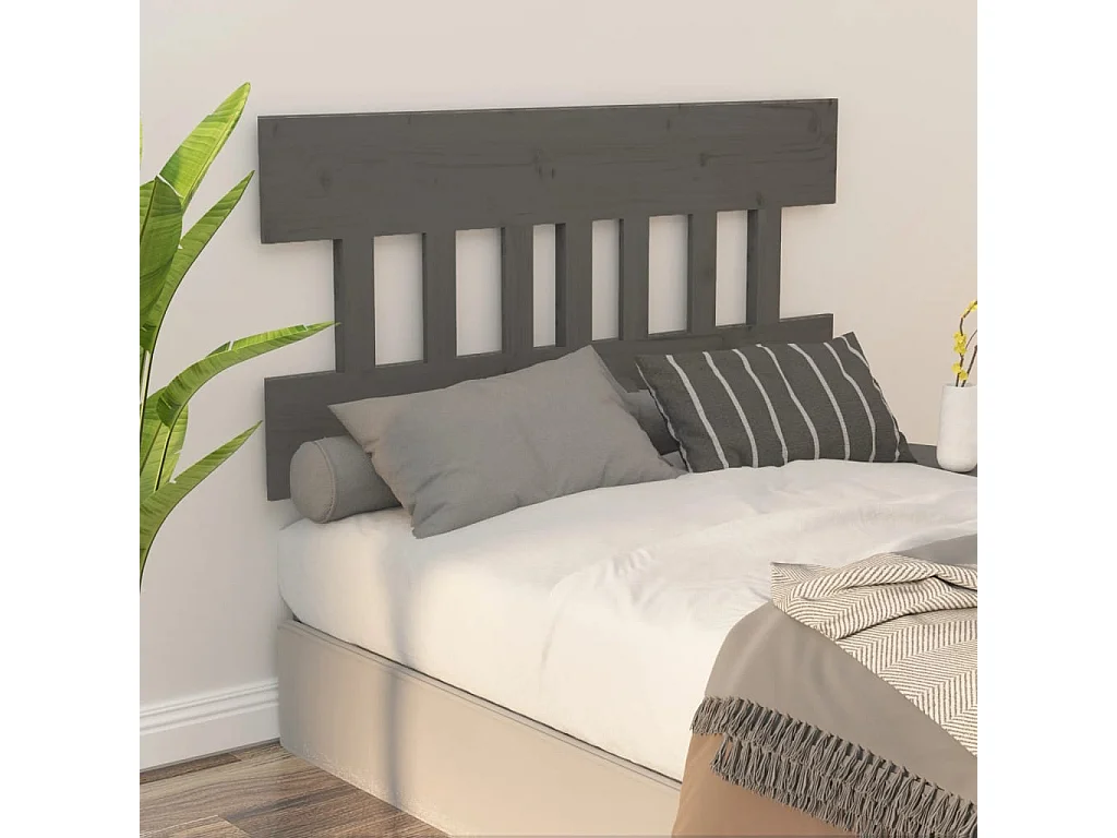 Tête de Lit | Panneau de tête pour lit Moderne Gris 163,5x3x81 cm Bois massif de pin