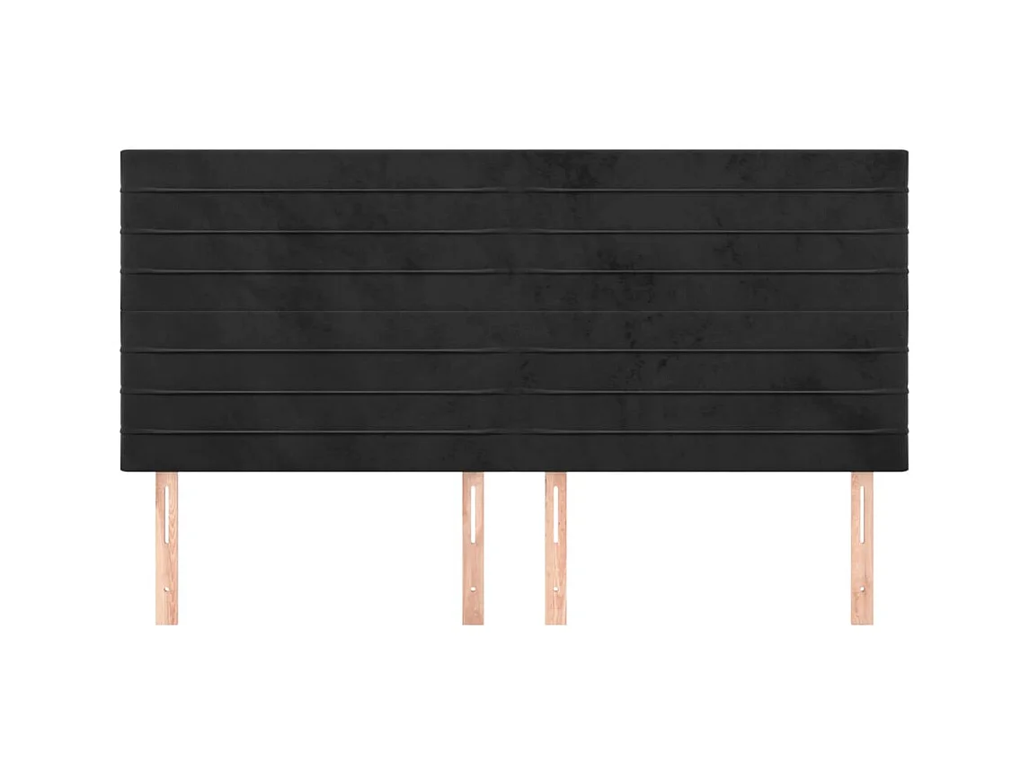 Cabeceros | Cabezal de cama | Mueble de cabecero 4 unidades de terciopelo negro 100x5x78/88 cm
