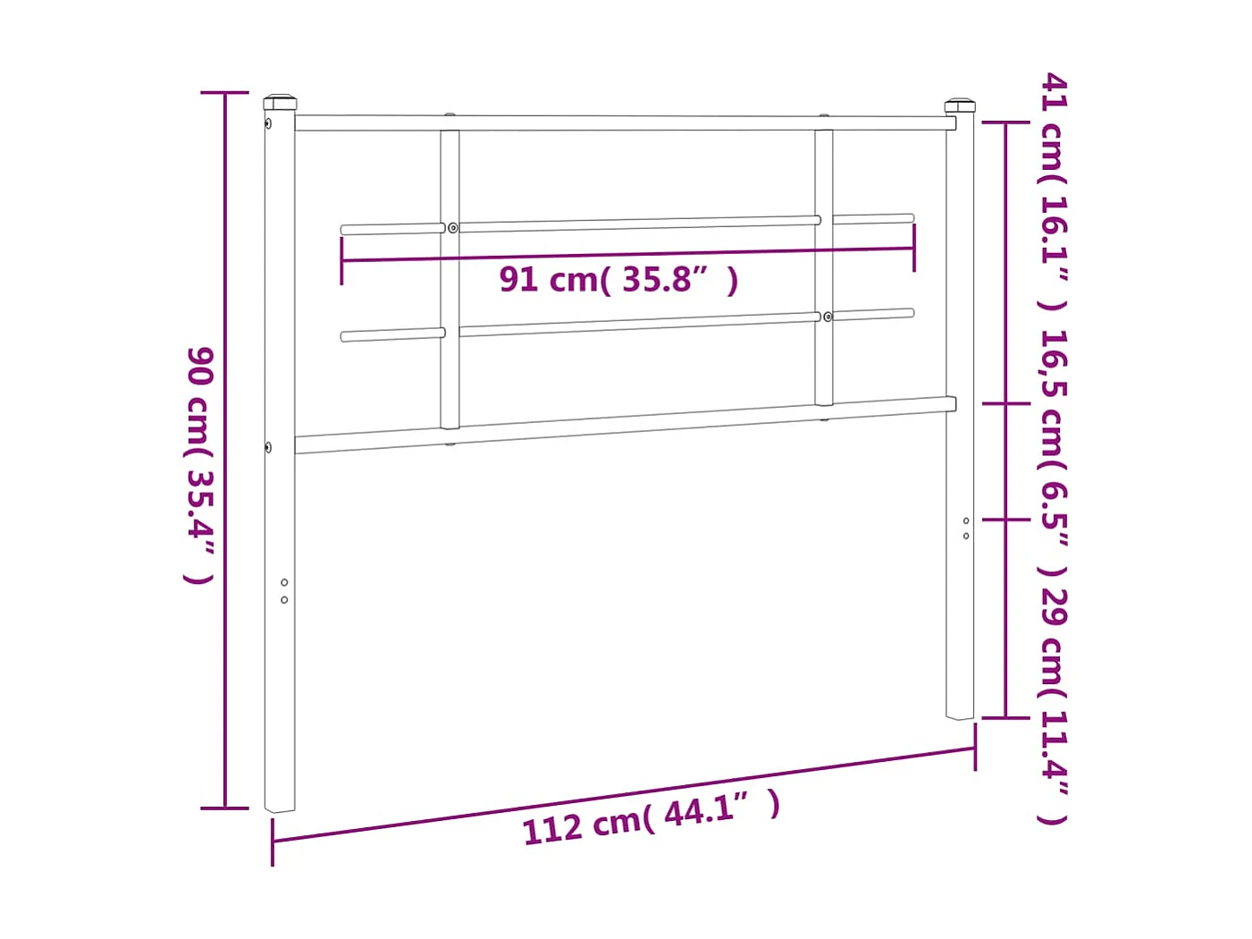 Tête de Lit | Panneau de tête pour lit Moderne métal blanc 100 cm