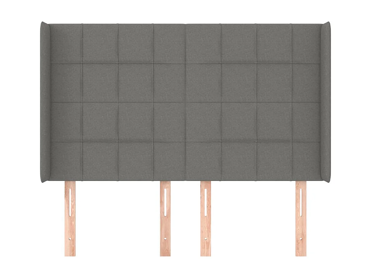 Tête de Lit | Panneau de tête pour lit Moderne avec oreilles Gris foncé 147x16x118/128 cm Tissu