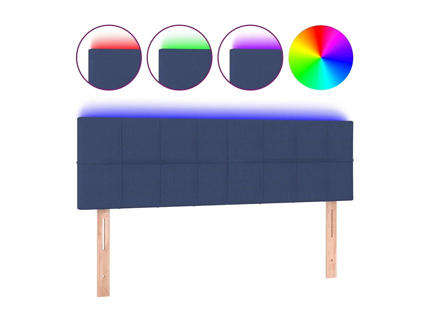 Hoofdbord | Hoofdeinde LED 144x5x78/88 cm stof blauw
