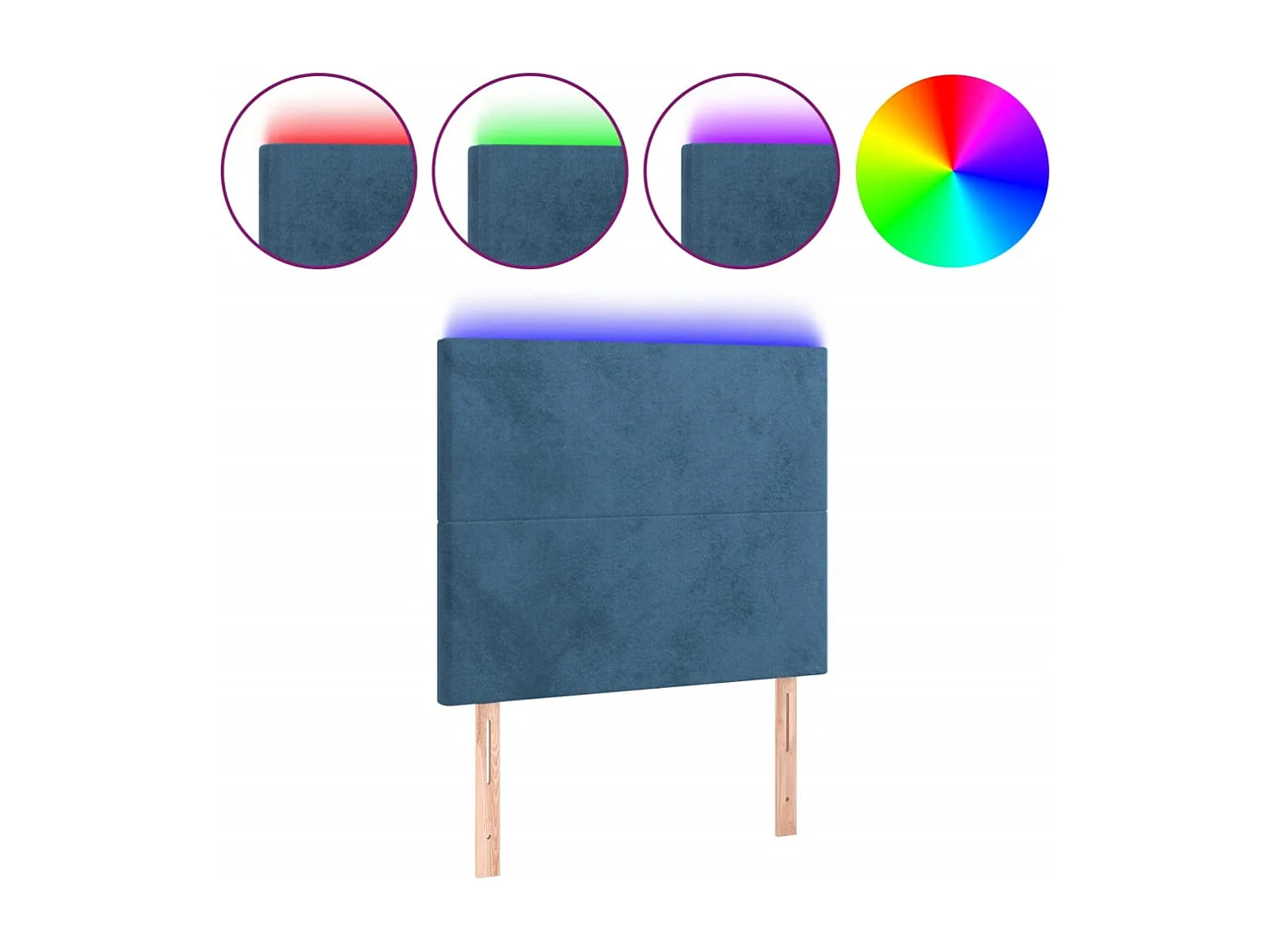 Cabecero | Cabezal de Cama | Mueble cabecero con luces LED terciopelo azul oscuro 80x5x118/128 cm