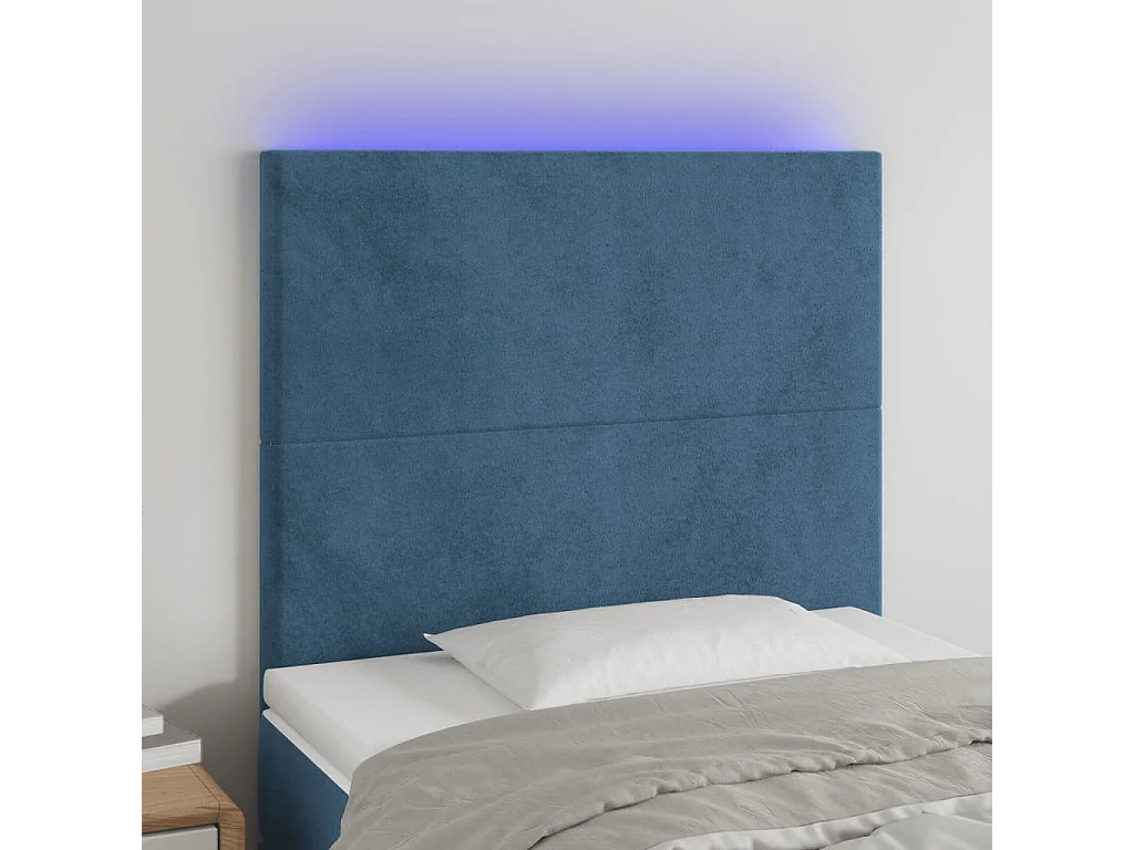 Hoofdbord | Hoofdeinde LED 80x5x118/128 cm fluweel donkerblauw