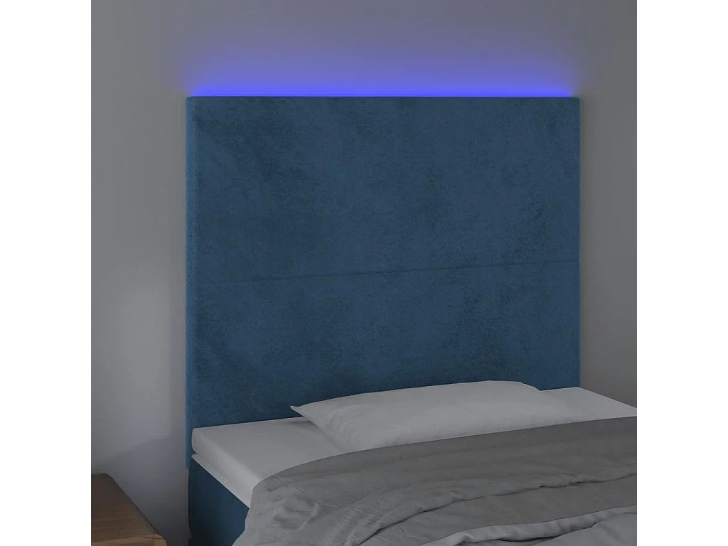 Hoofdbord | Hoofdeinde LED 80x5x118/128 cm fluweel donkerblauw