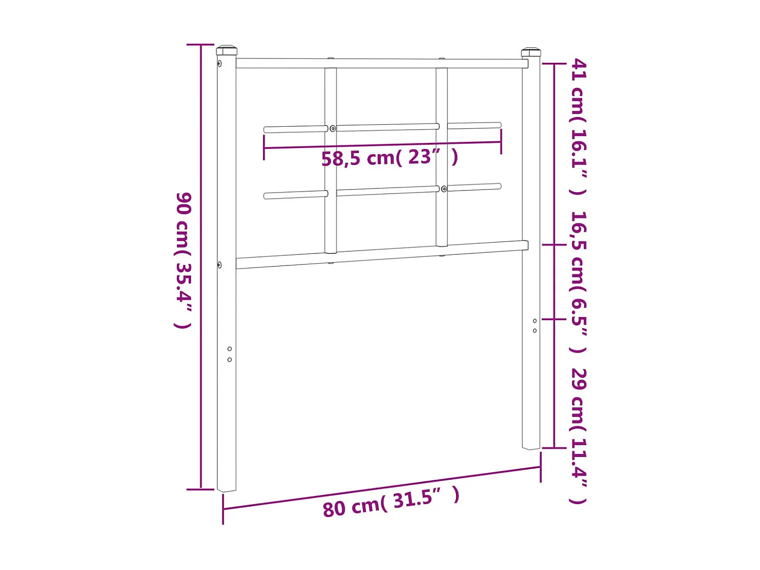 Tête de Lit | Panneau de tête pour lit Moderne métal blanc 75 cm