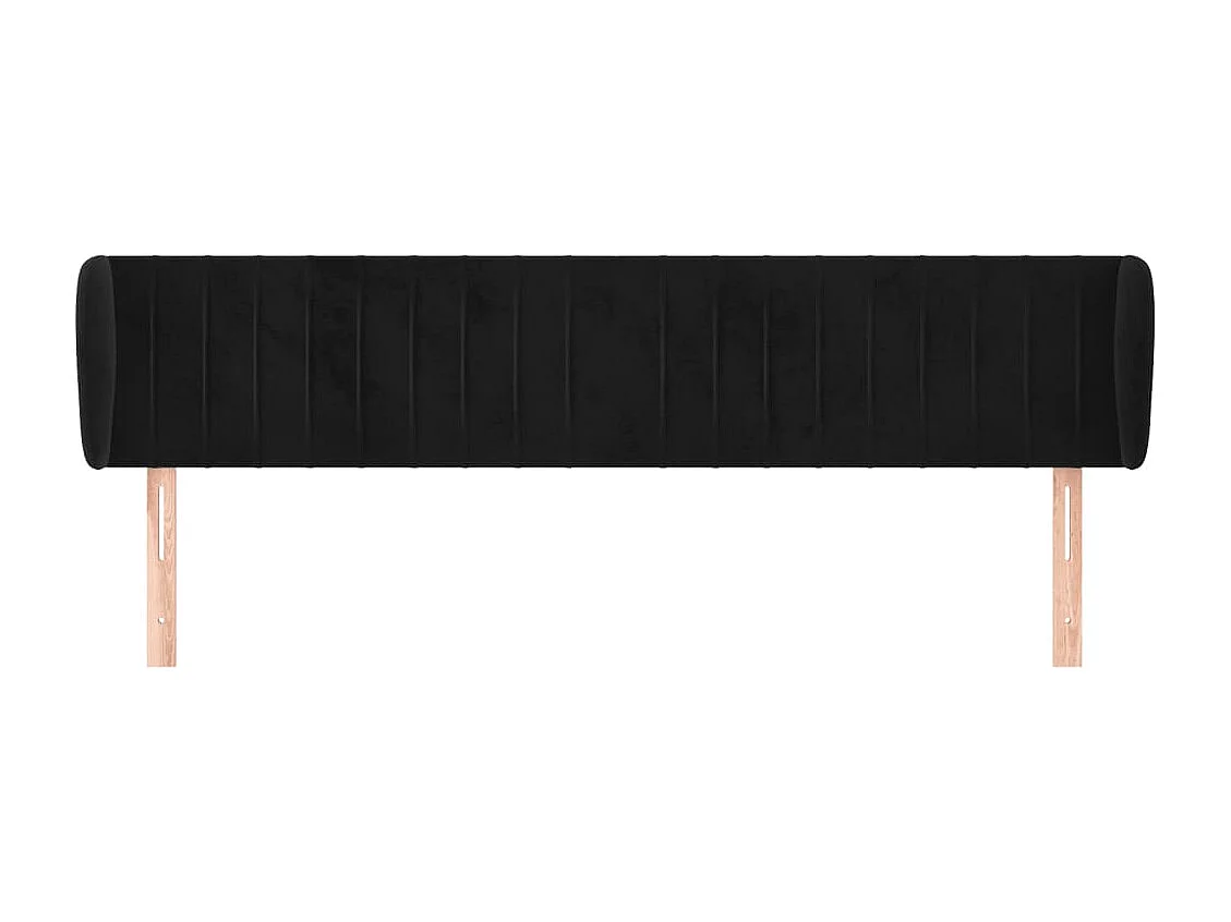 Mueble cabecero | Cabezal de cama | Cabecero de terciopelo negro 163x23x78/88 cm