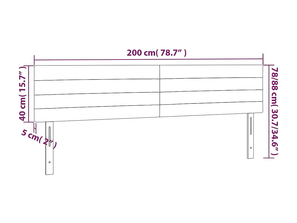 Tête de Lit | Panneau de tête pour lit Moderne à LED Rose 200x5x78/88 cm Velours