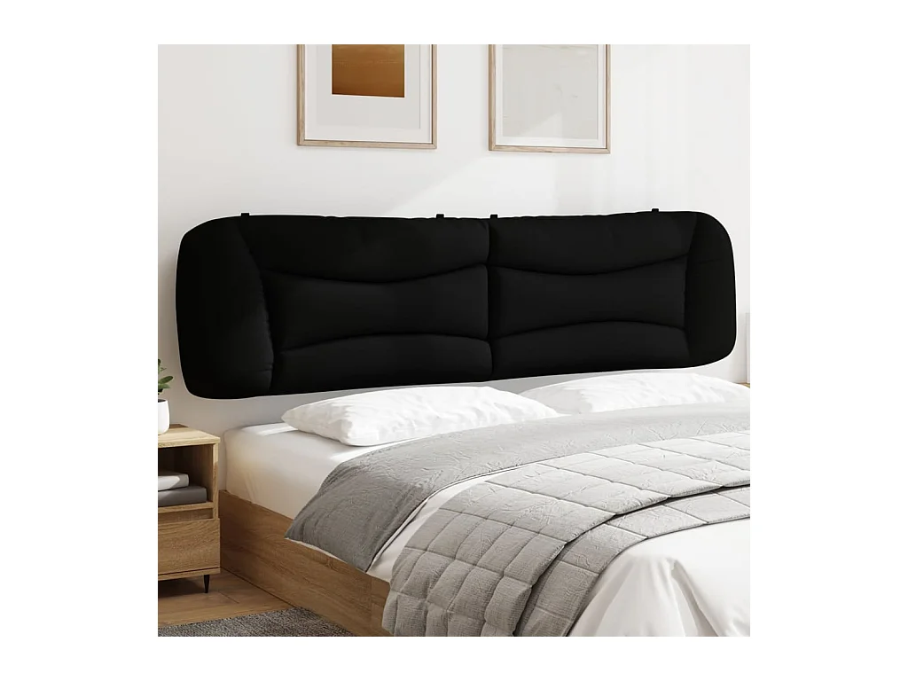 Cabecero de Cama | Cabezal de cama | Mueble de cabecero acolchado Hvar tela negro 200 cm