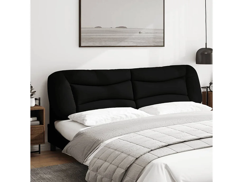 Cabecero de Cama | Cabezal de cama | Mueble de cabecero acolchado Hvar tela negro 200 cm