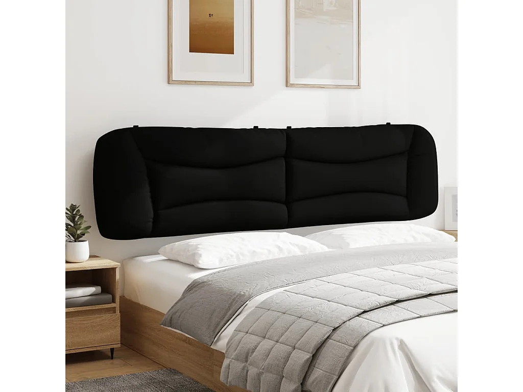 Cabecero de Cama | Cabezal de cama | Mueble de cabecero acolchado Hvar tela negro 200 cm