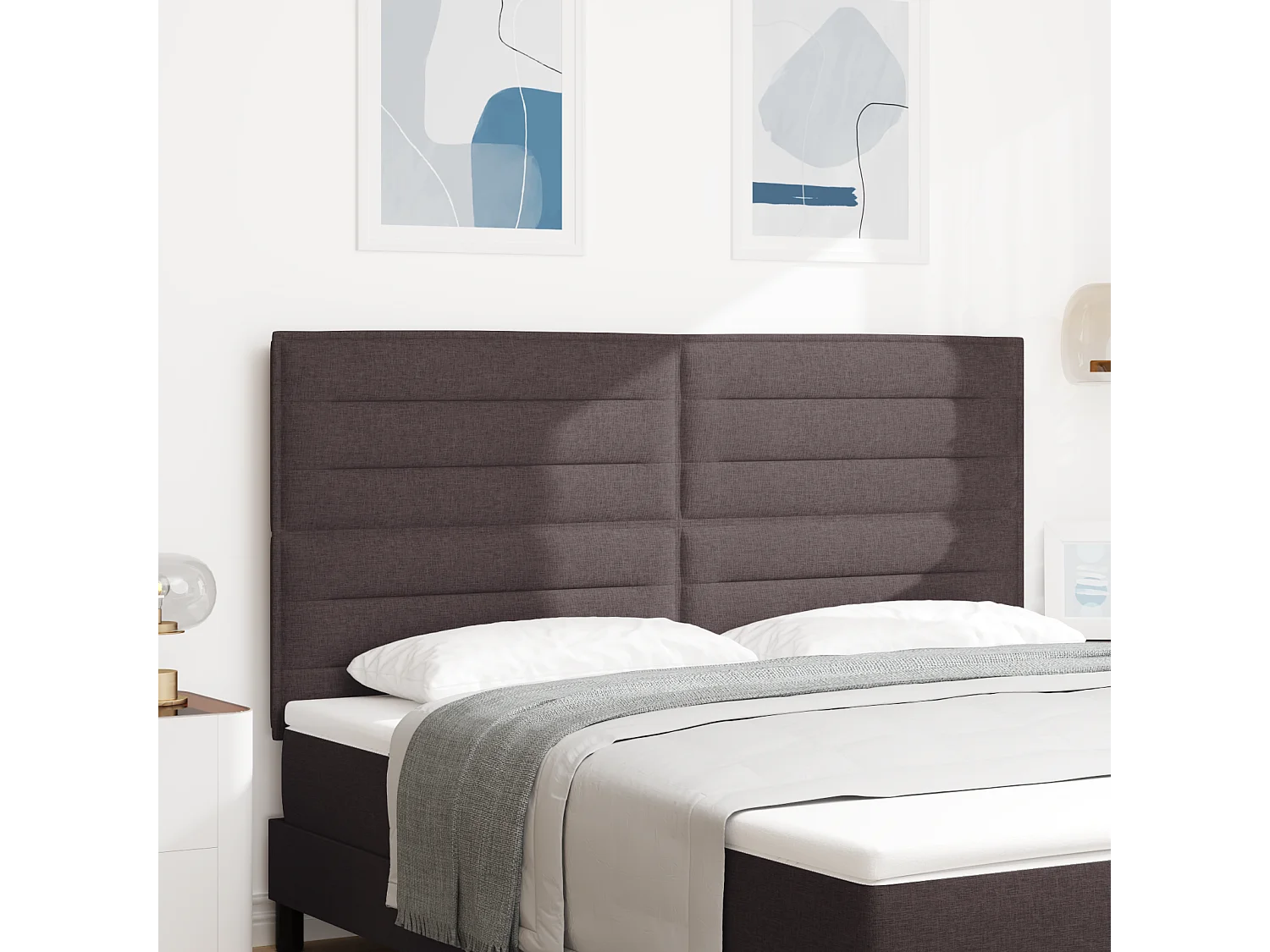 Cabecero Otro con cabecera | Cabezal de cama Marrón oscuro 180 cm tela