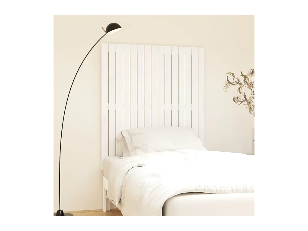 Cabecero de Cama | Cabezal de cama | Mueble de cabecero pared madera maciza pino blanco 95,5x3x110 cm