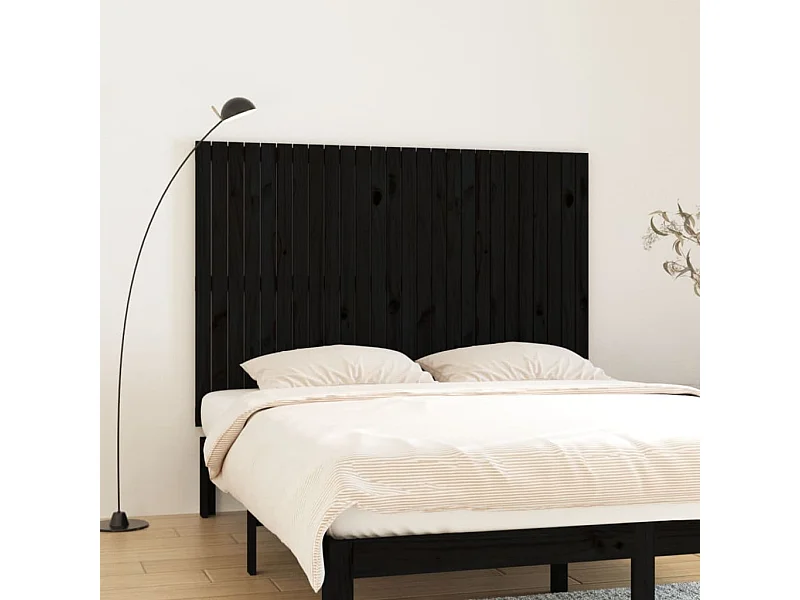 Cabecero de Cama | Cabezal de cama | Mueble de cabecero de pared madera maciza pino negro 166x3x110 cm