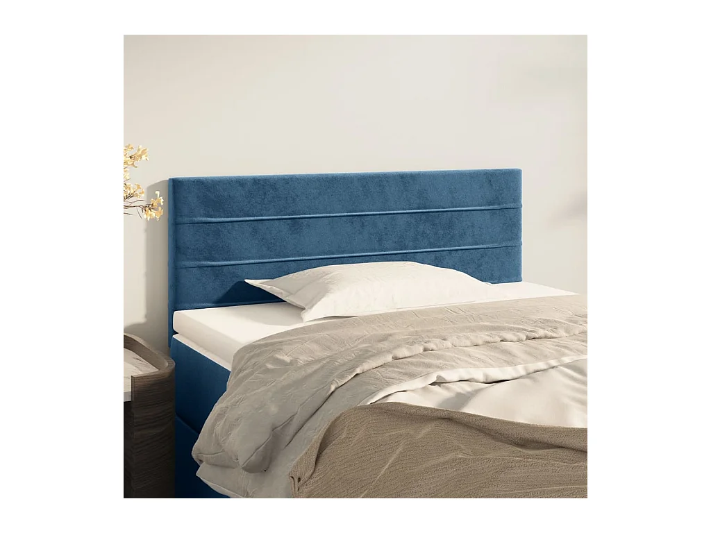 Mueble cabecero | Cabezal de cama | Cabecero de terciopelo azul 100x5x78/88 cm
