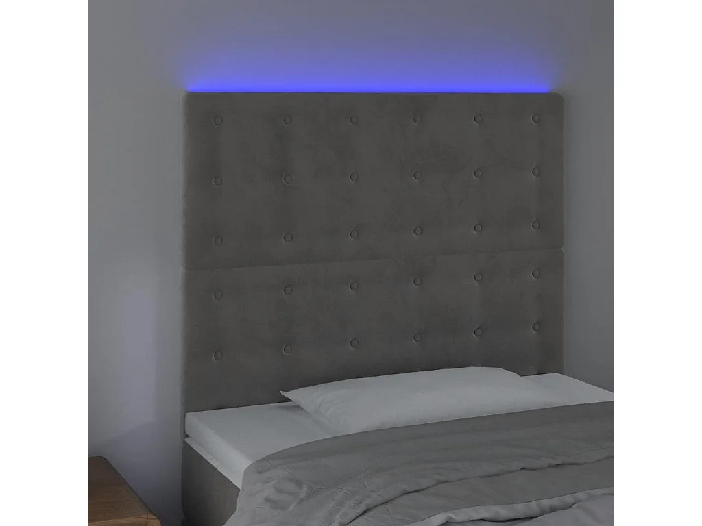 Hoofdbord | Hoofdeinde LED 80x5x118/128 cm fluweel lichtgrijs