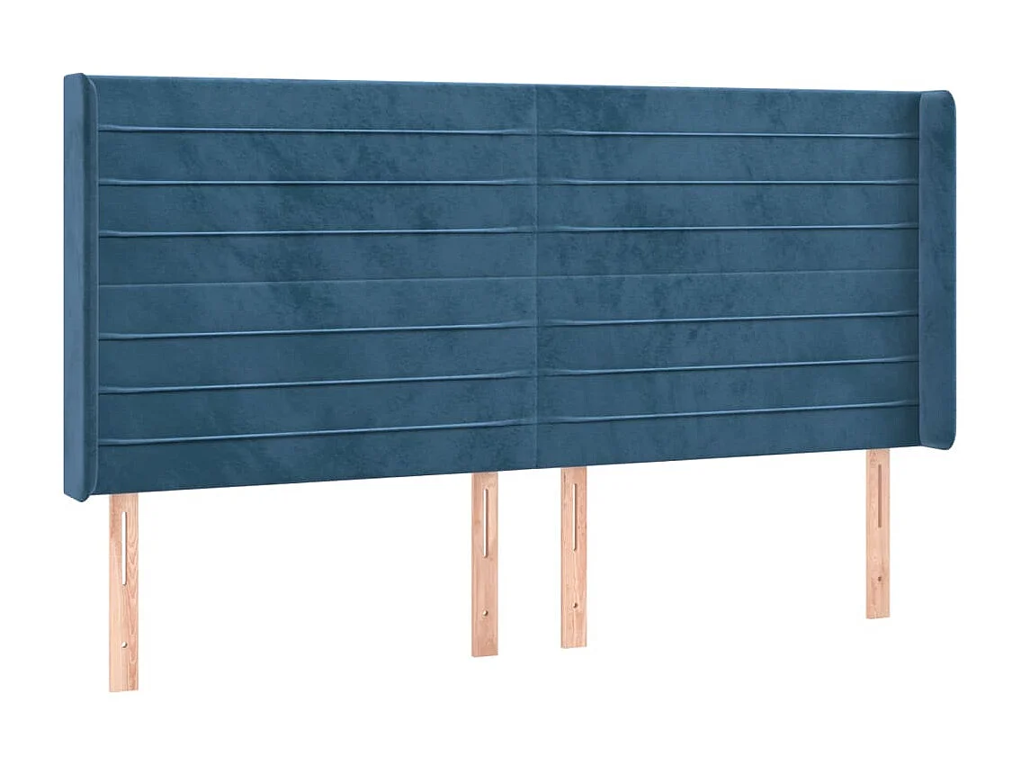 Tête de Lit | Panneau de tête pour lit Moderne à LED Bleu foncé 163x16x118/128 cm Velours