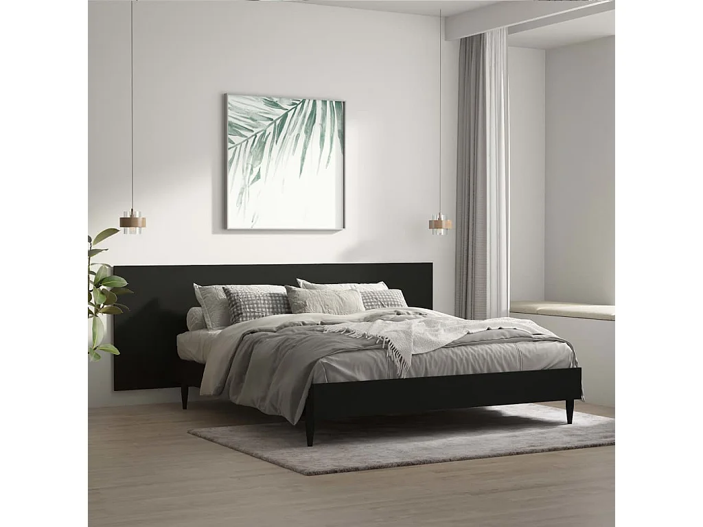 Hoofdbord | Hoofdeinde wandmodel 240x1,5x80 cm bewerkt hout zwart