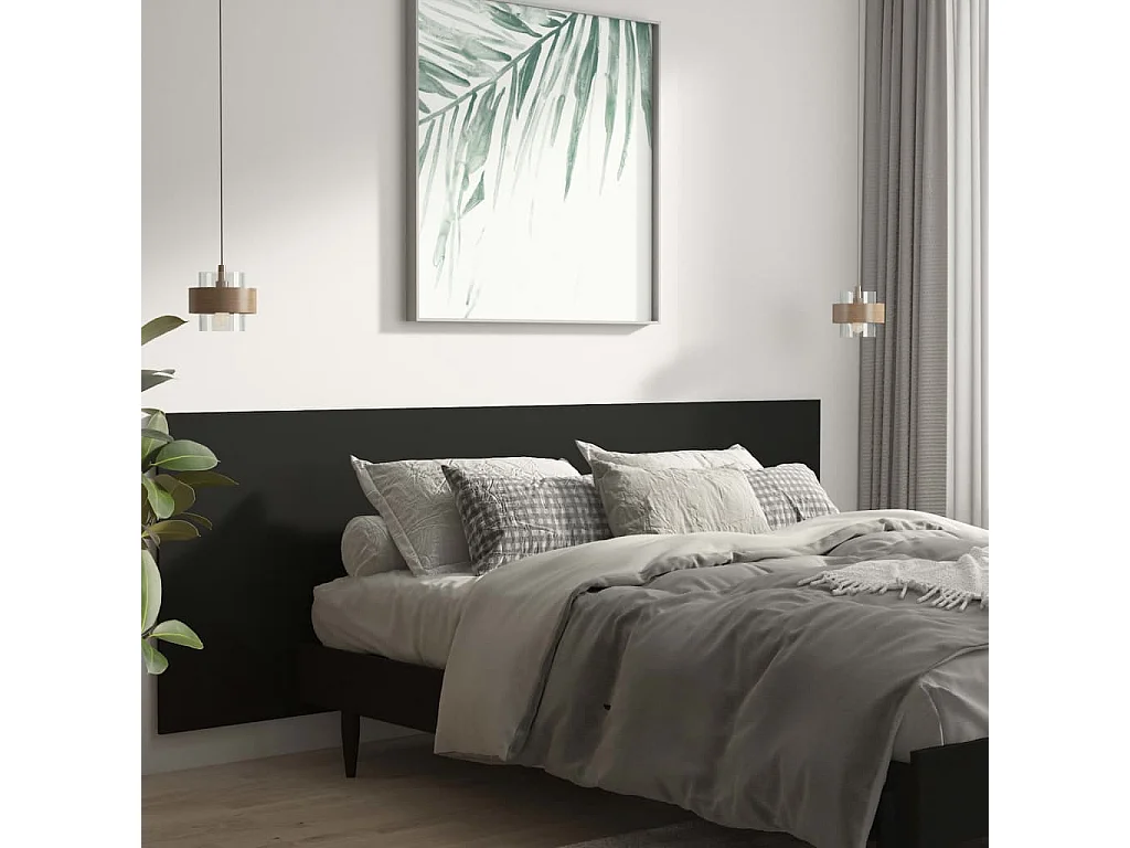 Hoofdbord | Hoofdeinde wandmodel 240x1,5x80 cm bewerkt hout zwart