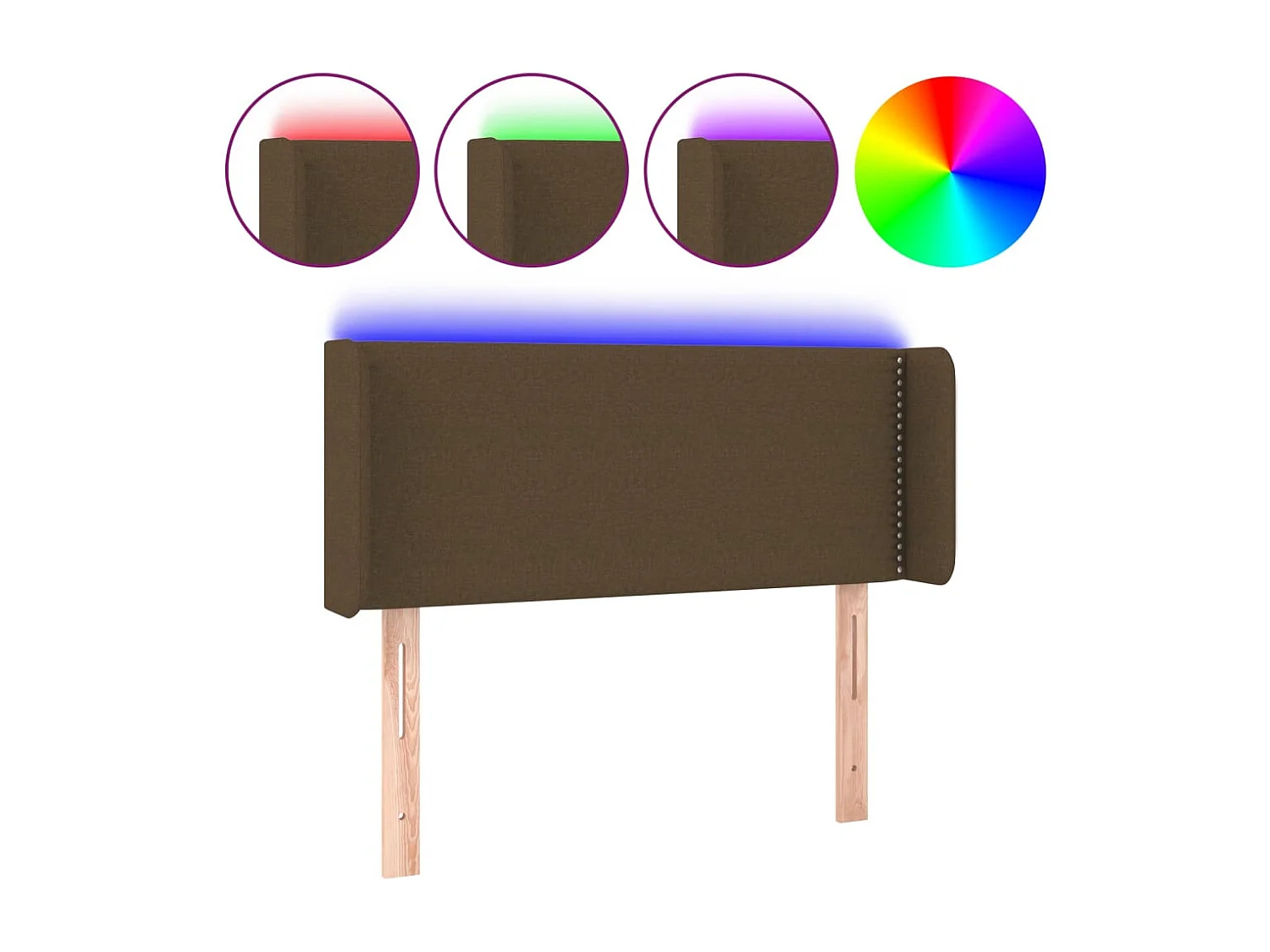 Hoofdbord | Hoofdeinde LED 103x16x78/88 cm stof donkerbruin