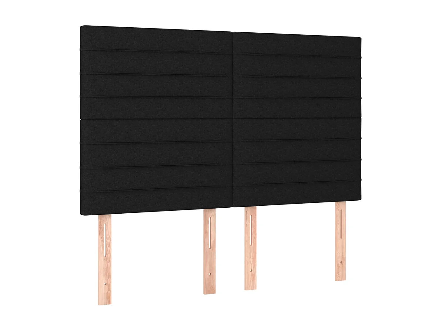 Cabecero | Cabezal de Cama | Mueble cabecero con luces LED tela negro 144x5x118/128 cm