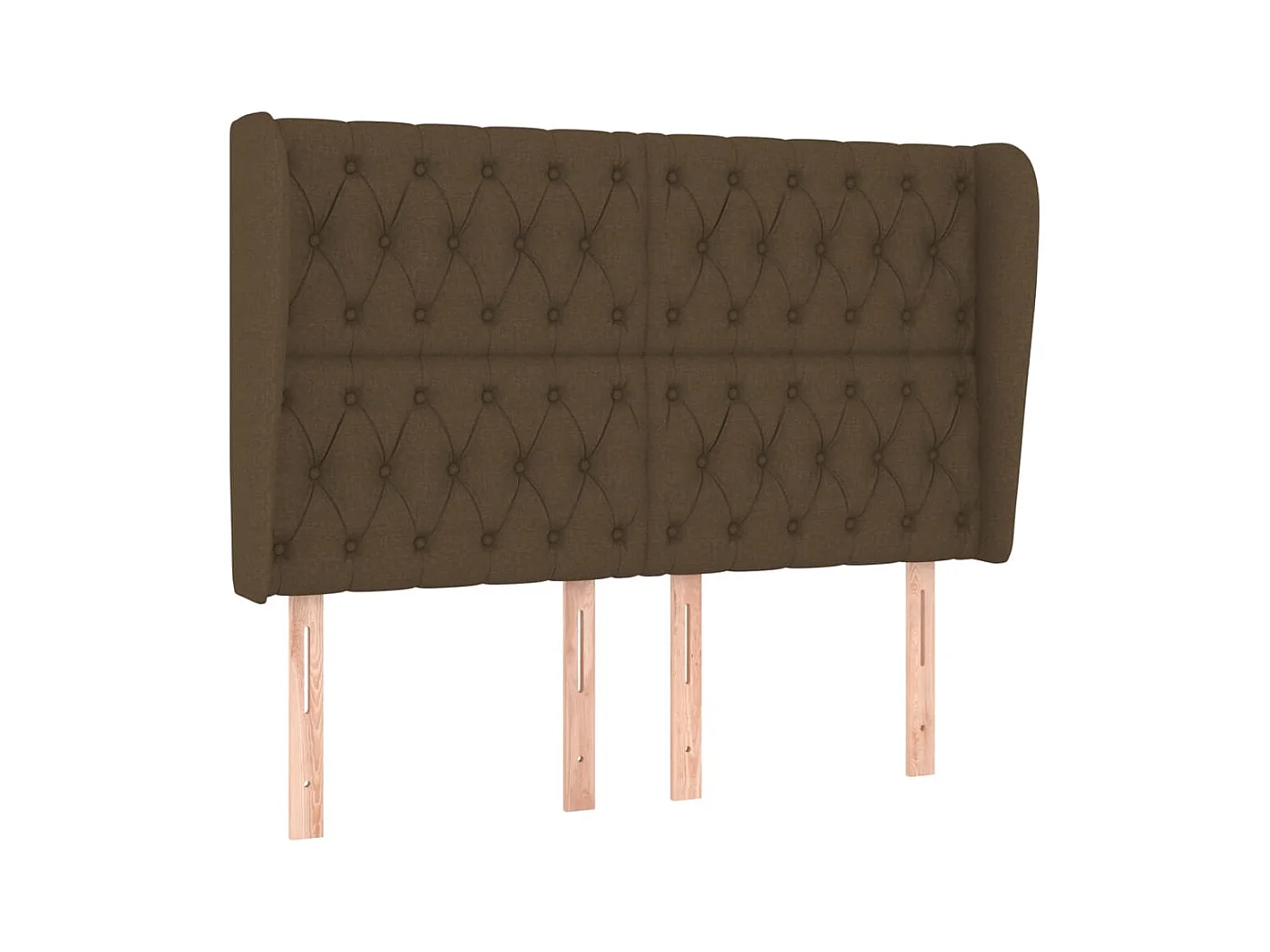 Cabecero | Cabezal de Cama | Mueble cabecero con orejas de tela marrón oscuro 163x23x118/128 cm