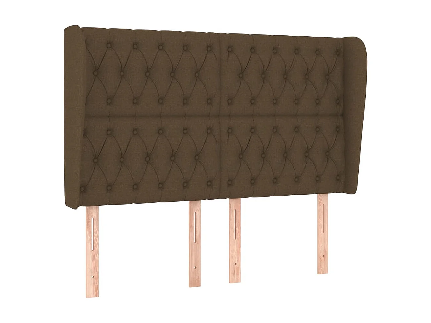 Cabecero | Cabezal de Cama | Mueble cabecero con orejas de tela marrón oscuro 163x23x118/128 cm