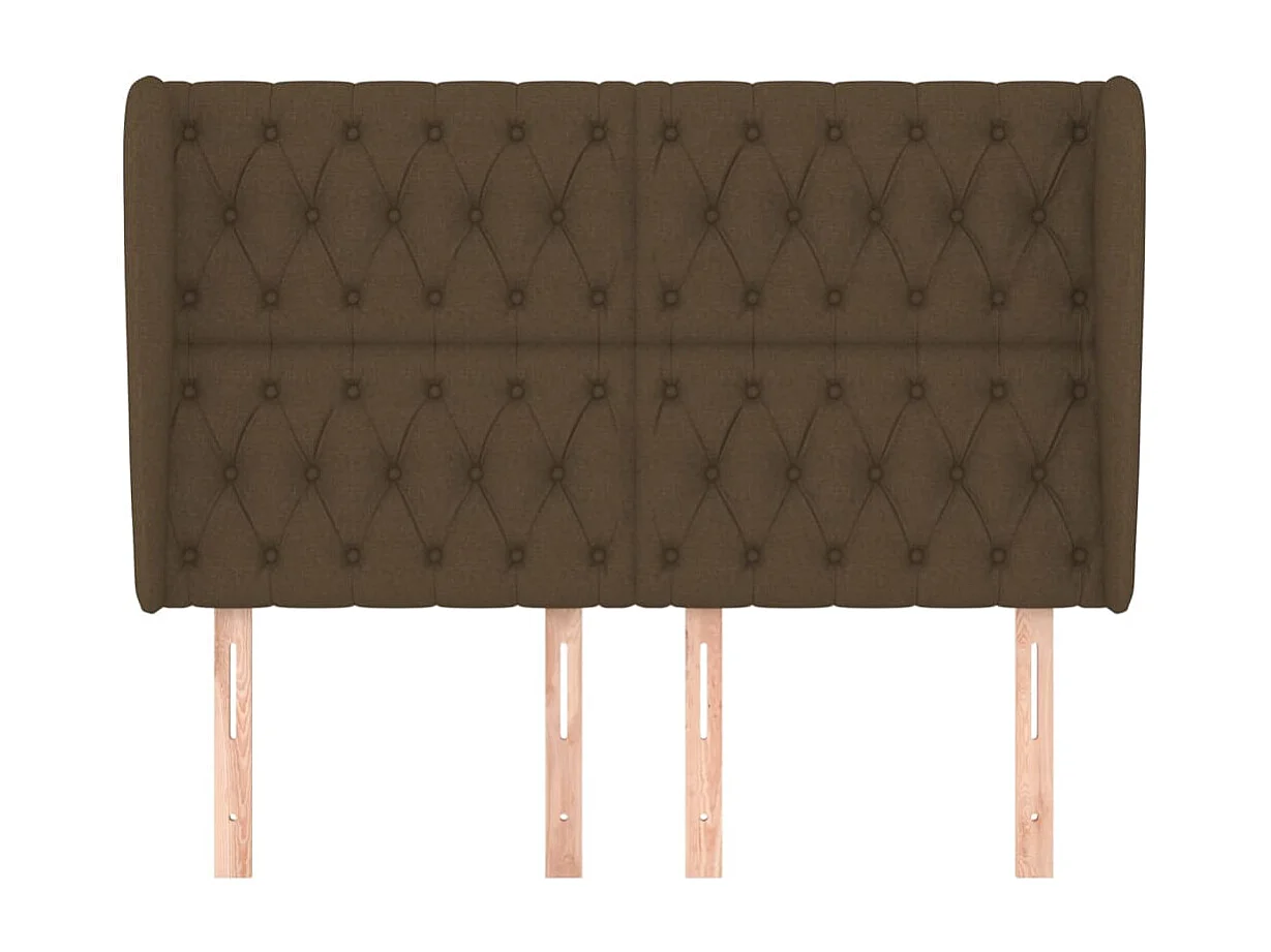 Cabecero | Cabezal de Cama | Mueble cabecero con orejas de tela marrón oscuro 163x23x118/128 cm