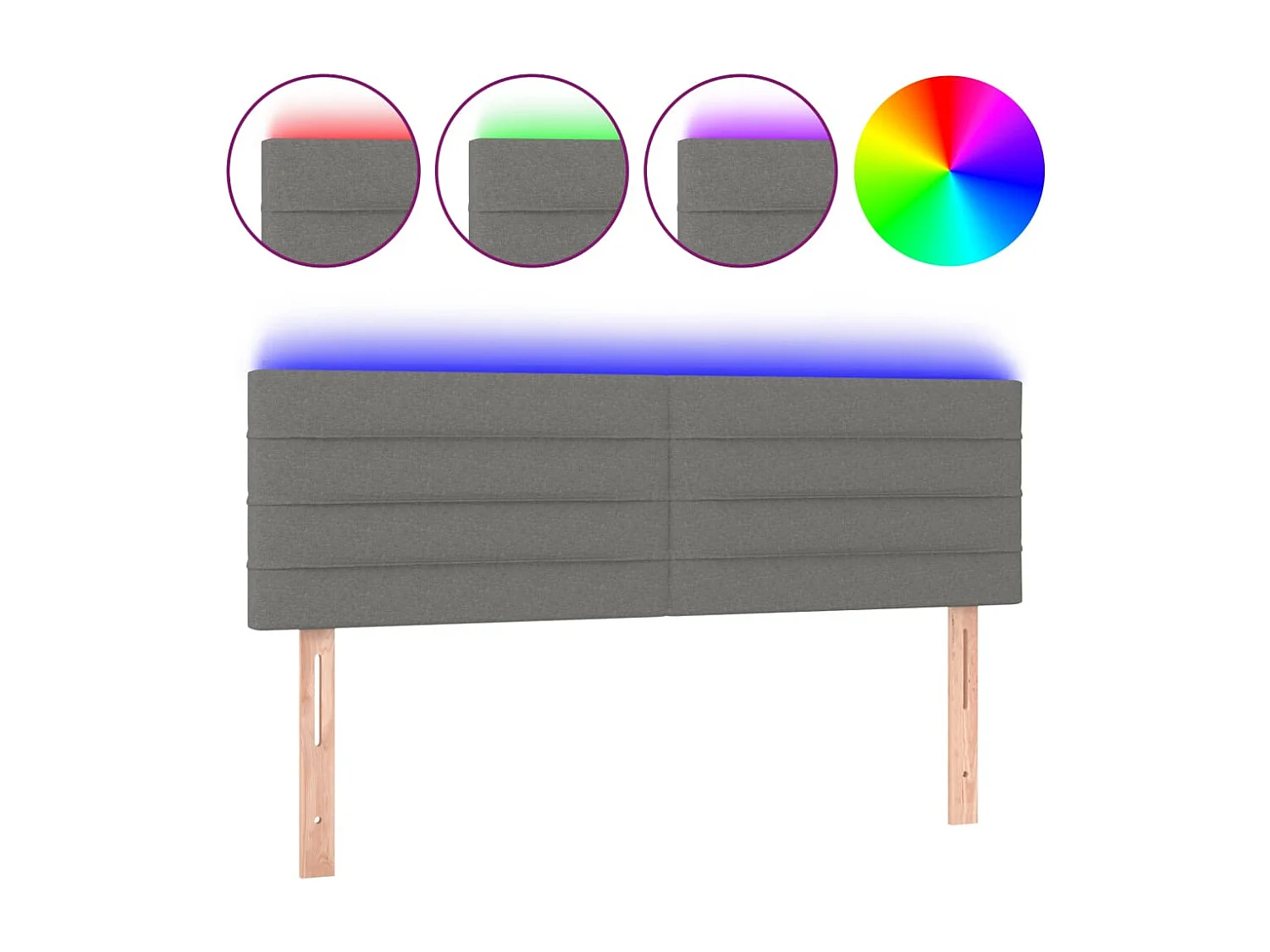 Tête de Lit | Panneau de tête pour lit Moderne à LED Gris foncé 144x5x78/88 cm Tissu