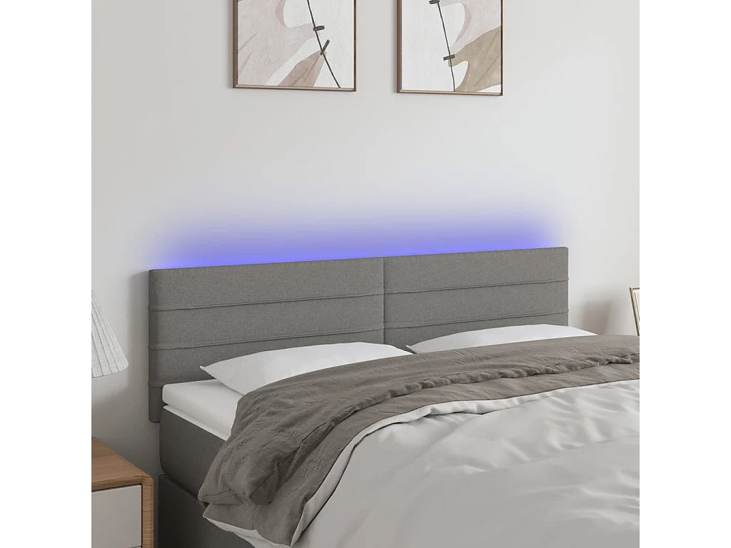 Hoofdbord | Hoofdeinde LED 144x5x78/88 cm stof donkergrijs