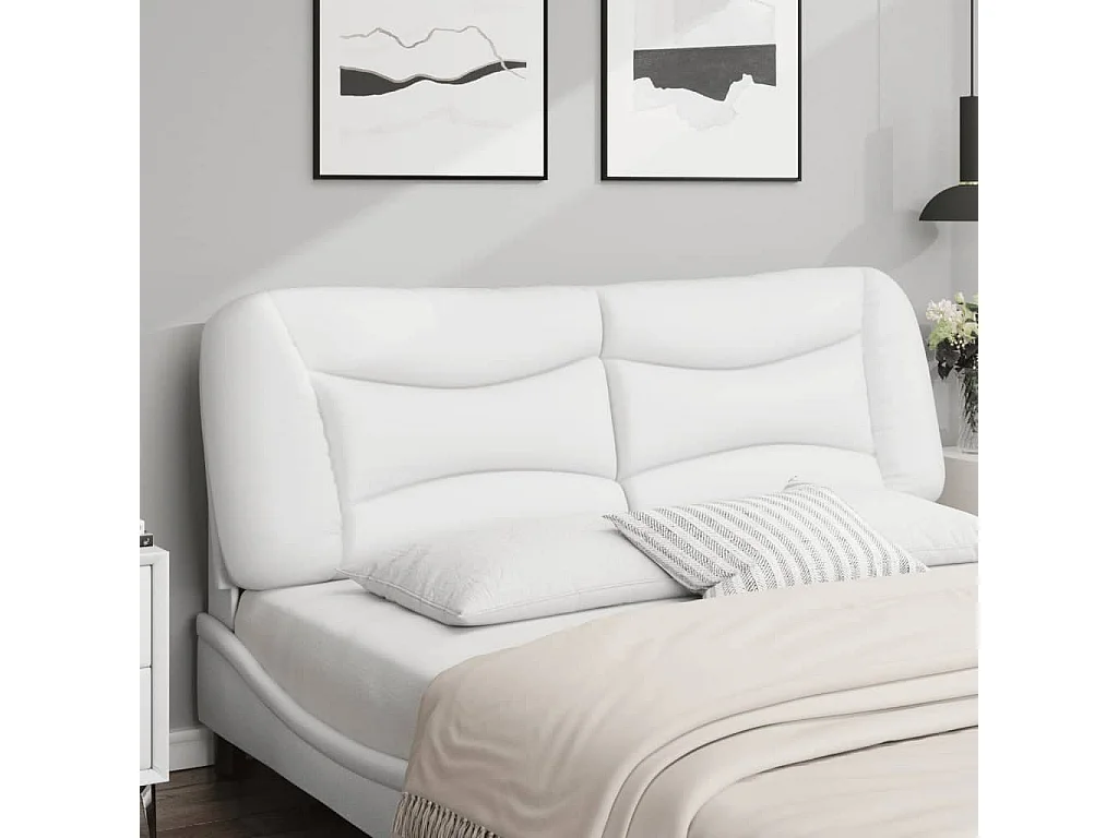 Hoofdbord | Hoofdbordkussen "Hvar" 160 cm kunstleer wit
