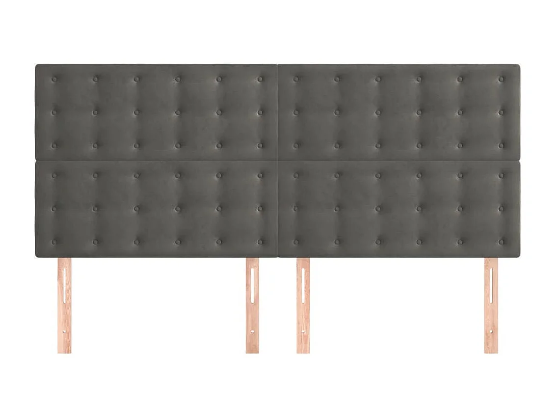 Cabeceros | Cabezal de cama | Mueble de cabecero 4 unidades de terciopelo gris oscuro 90x5x78/88 cm