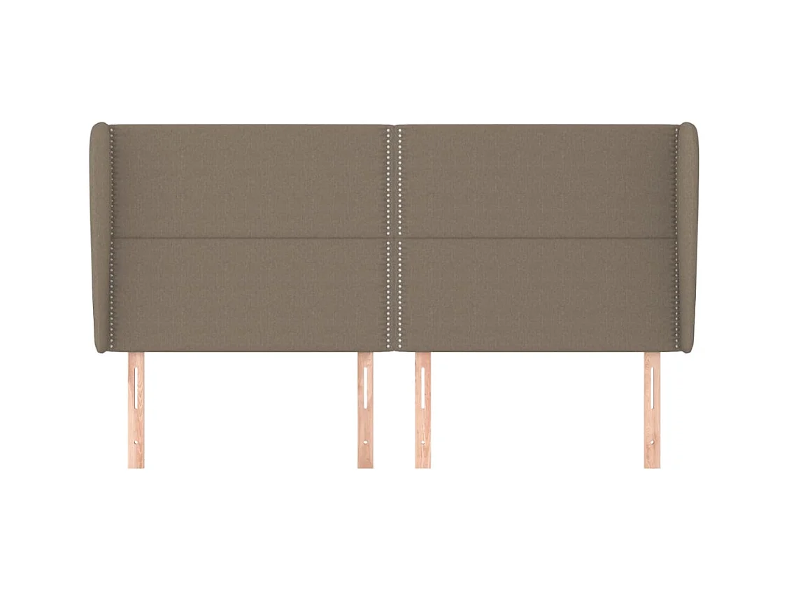 Cabecero | Cabezal de Cama | Mueble cabecero con orejas de tela gris taupe 183x23x118/128 cm