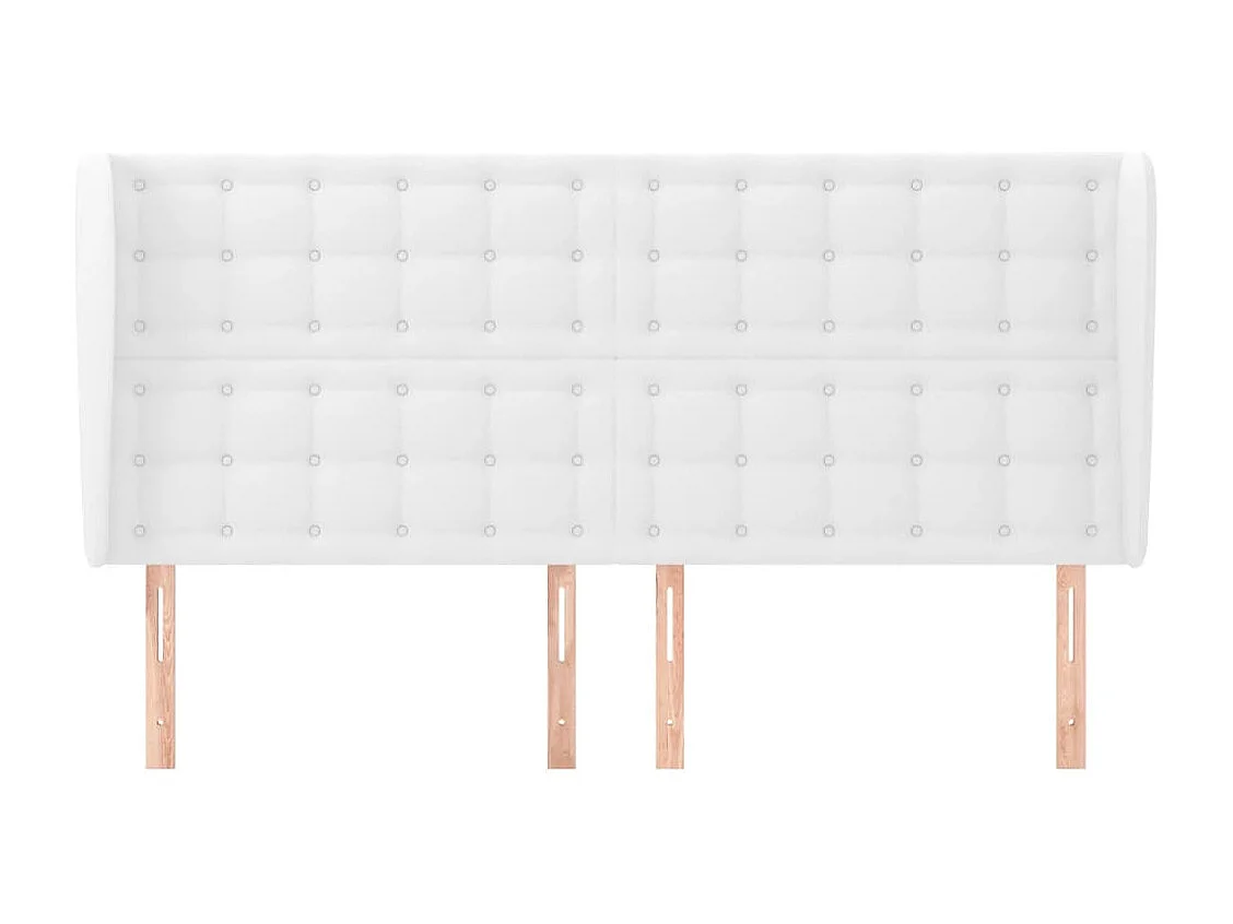 Tête de Lit | Panneau de tête pour lit Moderne avec oreilles Blanc 183x23x118/128 cm Similicuir