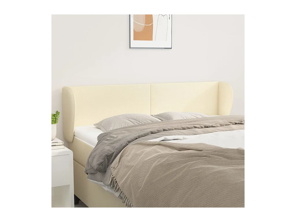 Mueble cabecero | Cabezal de cama | Cabecero de cuero sintético color crema 147x23x78/88 cm