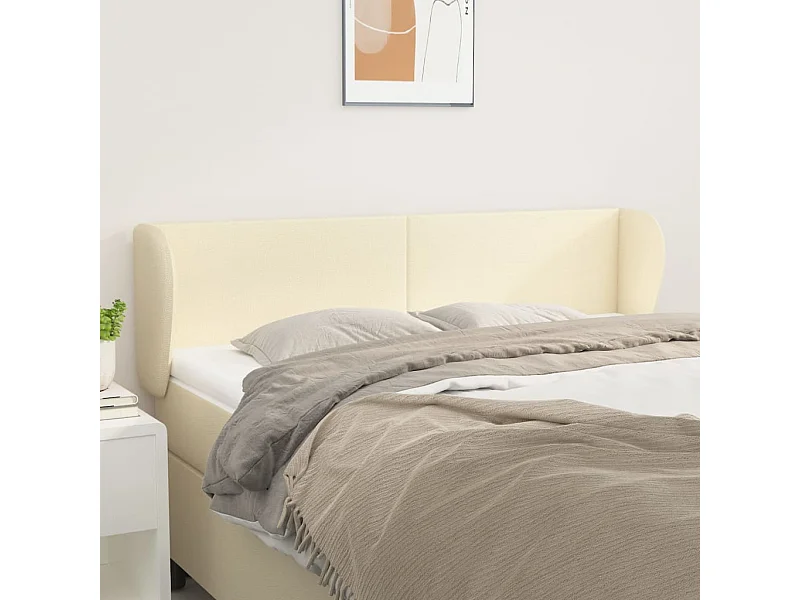 Mueble cabecero | Cabezal de cama | Cabecero de cuero sintético color crema 147x23x78/88 cm