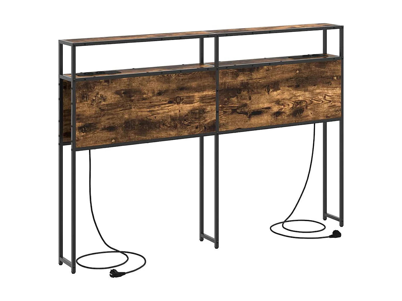 Mueble cabecero con almacenamiento | Cabecera de almacenamiento con estante Roble ahumado 160 cm