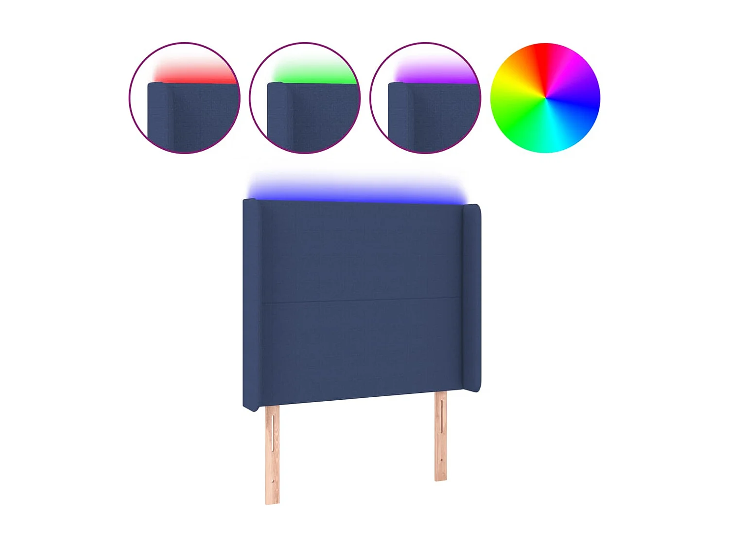 Tête de Lit | Panneau de tête pour lit Moderne à LED Bleu 83x16x118/128 cm Tissu