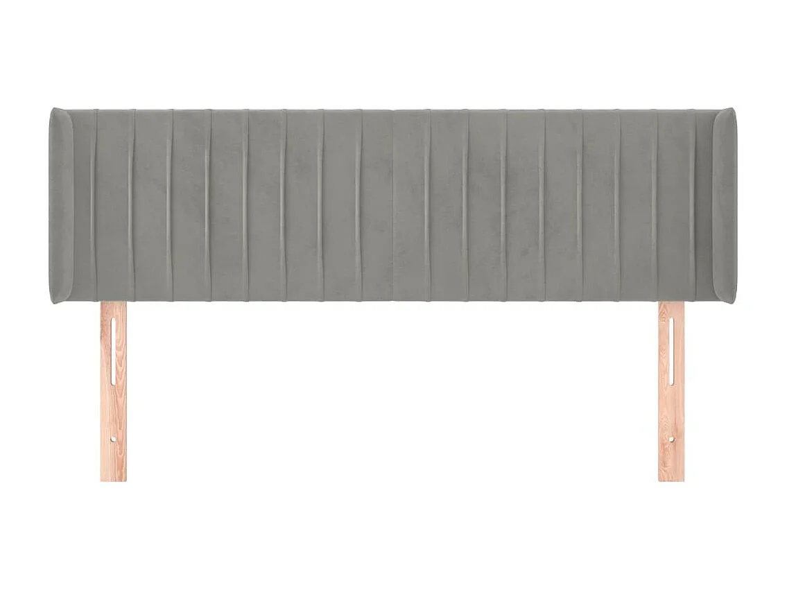 Mueble cabecero | Cabezal de cama | Cabecero de terciopelo gris claro 147x16x78/88 cm