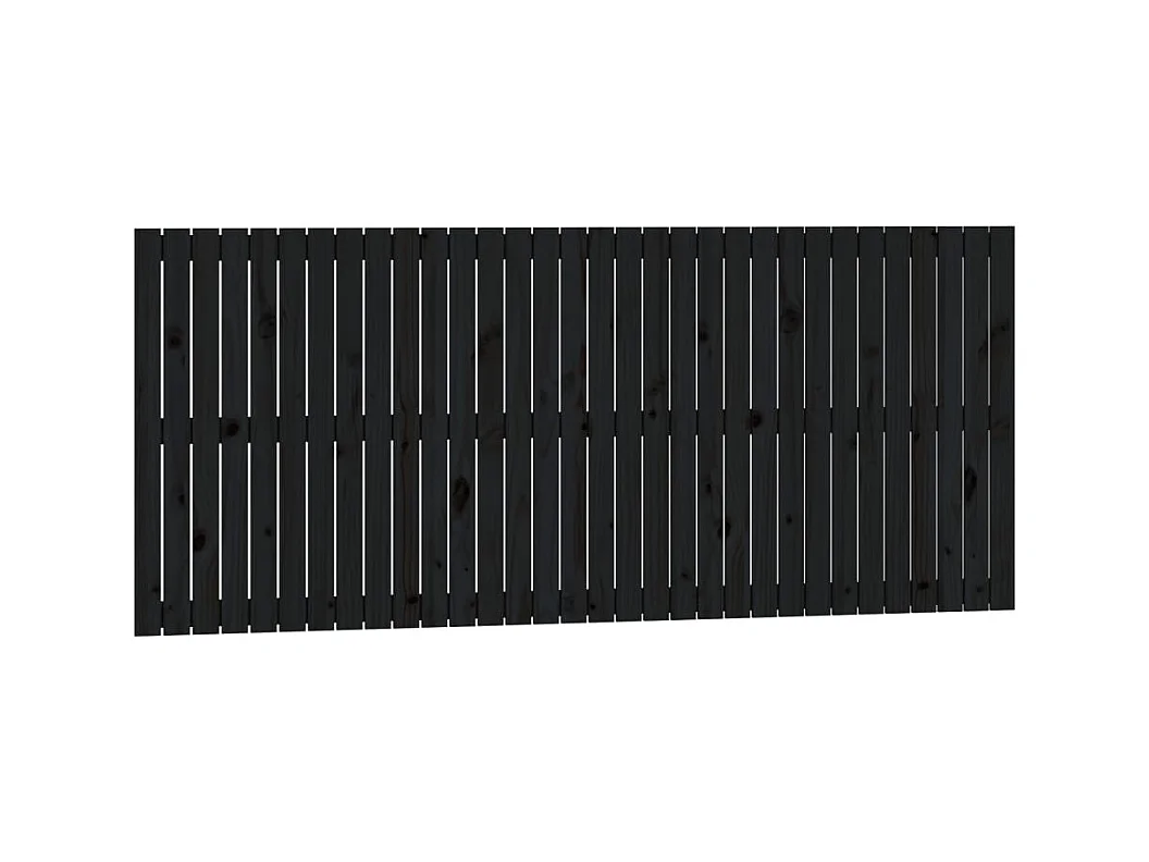 Cabecero de Cama | Cabezal de cama | Mueble de cabecero de pared madera maciza pino negro 204x3x90 cm