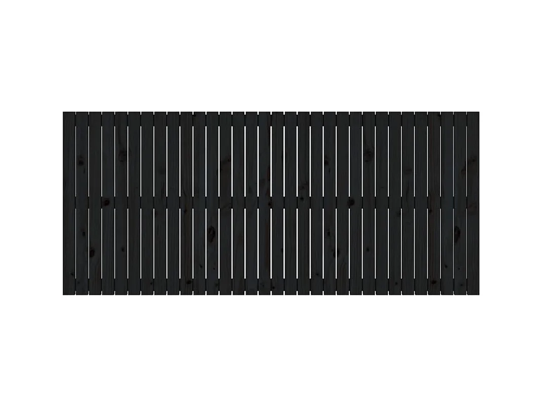 Cabecero de Cama | Cabezal de cama | Mueble de cabecero de pared madera maciza pino negro 204x3x90 cm