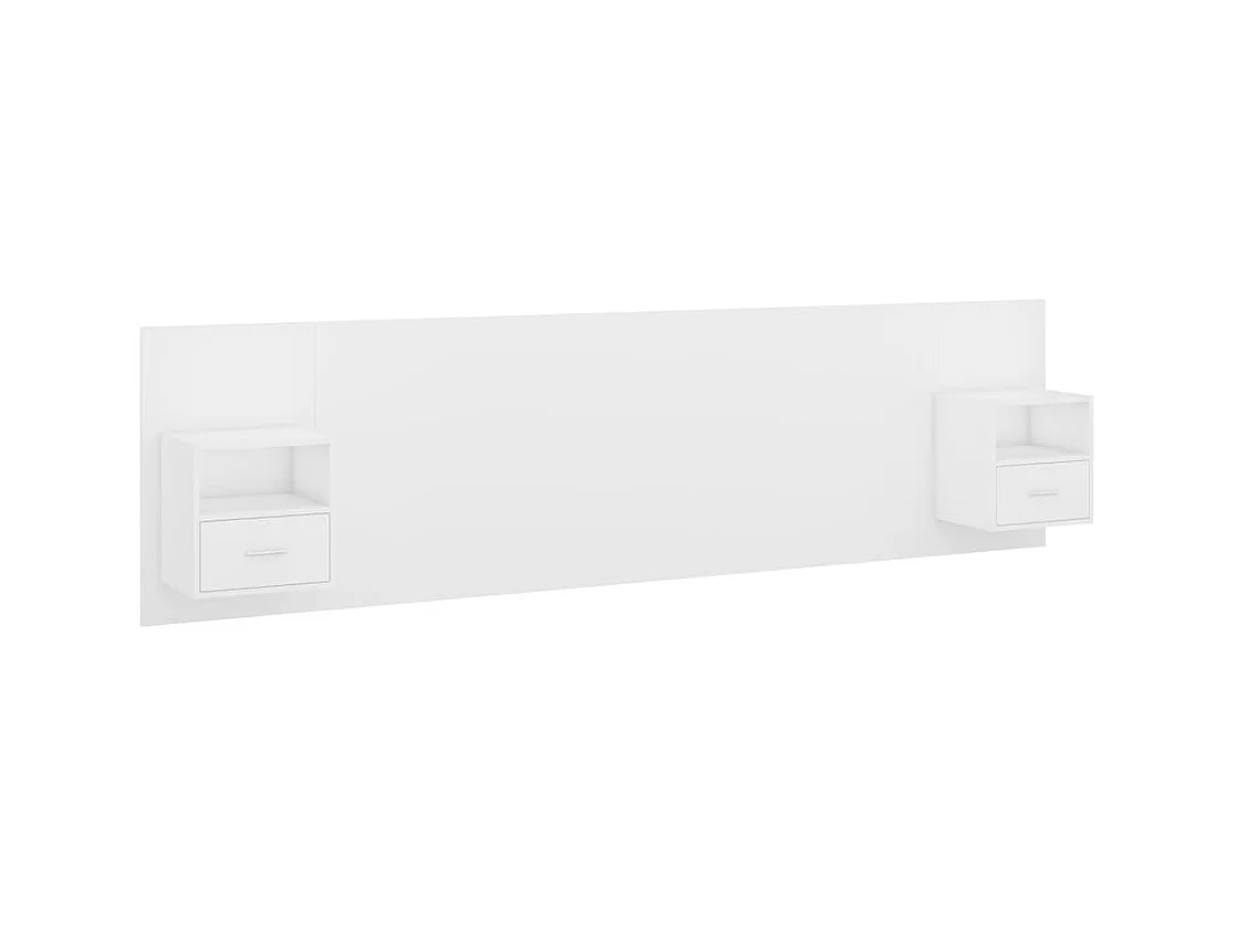 Cabecero de Cama | Cabezal de cama | Mueble de cabecero con mesitas madera contrachapada blanco