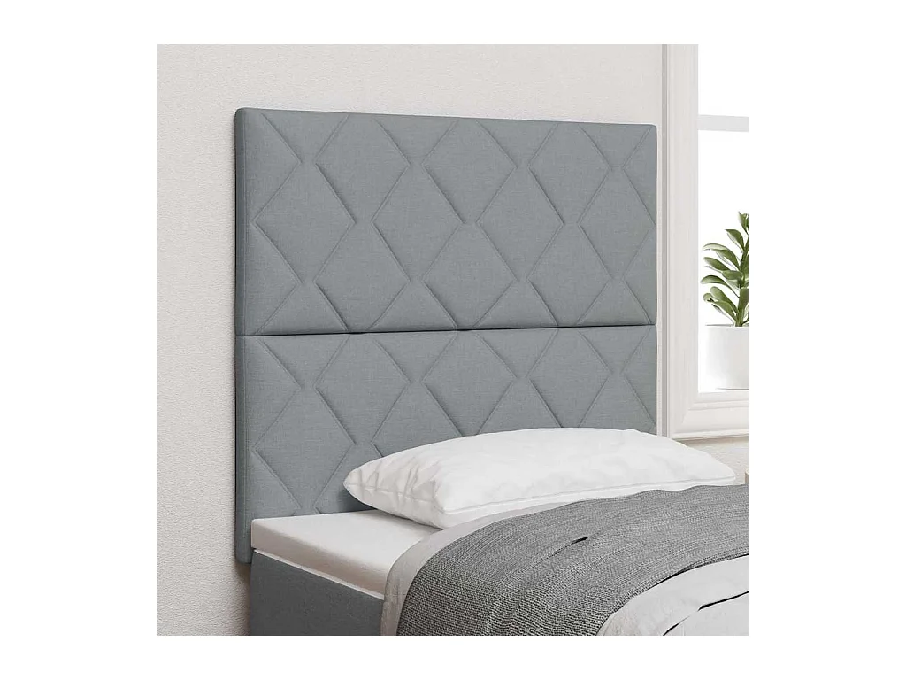 Mueble cabecero | Cabezal de cama | Cabecero de Tela Geométrico con cabecera Gris claro 100 cm tela