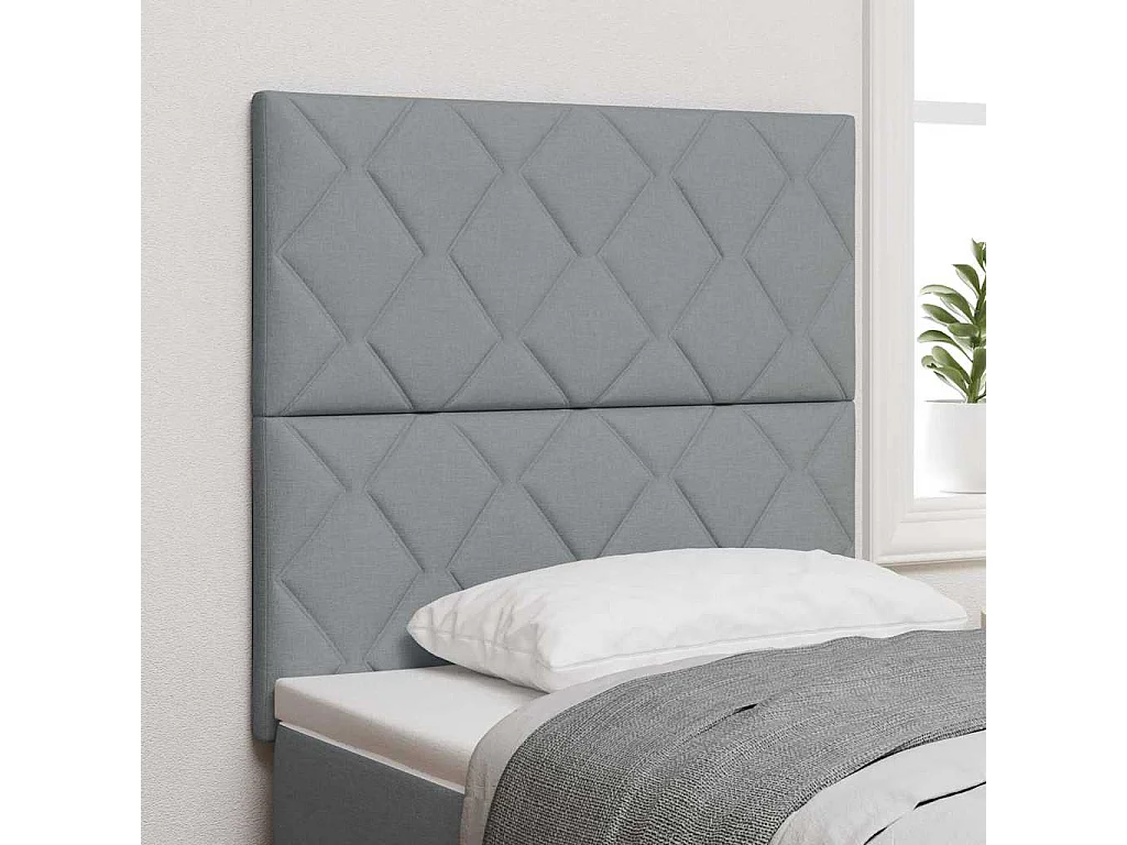 Tête de Lit | Panneau de tête pour lit Moderne en Tissu Geometric Manuel Gris clair 100 cm tissu
