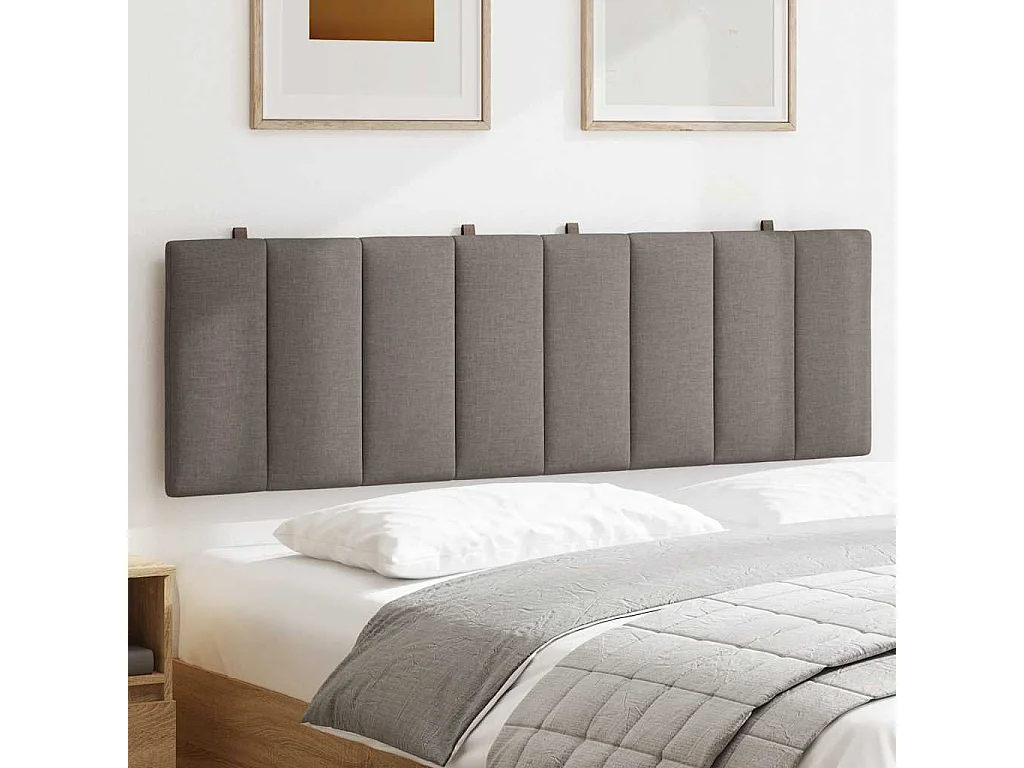 Cabecero de Cama | Cabezal de cama | Mueble de cabecero acolchado Hanko tela gris taupé 160 cm