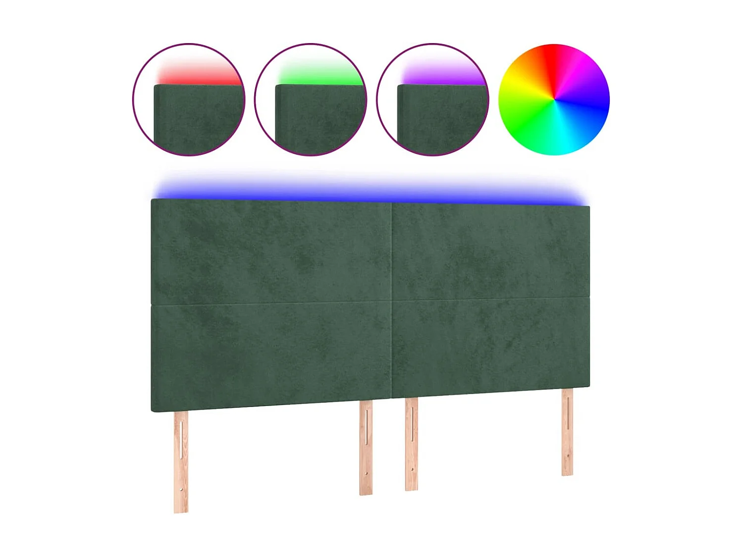 Hoofdbord | Hoofdeinde LED 160x5x118/128 cm fluweel donkergroen