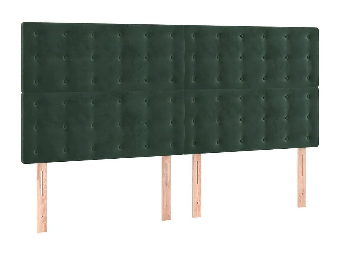 Cabecero | Cabezal de Cama | Mueble cabecero con luces LED terciopelo verde oscuro 200x5x118/128 cm