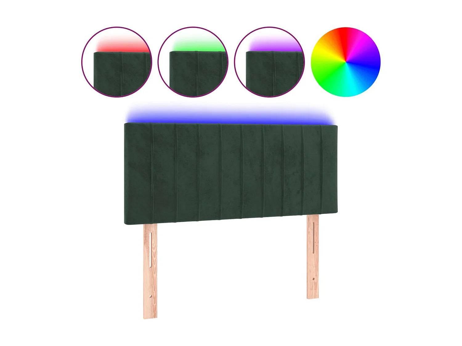 Hoofdbord | Hoofdeinde LED 100x5x78/88 cm fluweel donkergroen